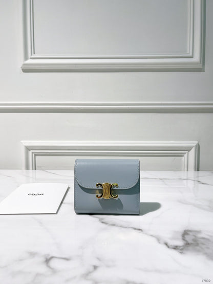 CELINE SMALL FLAP WALLET, Blue/Gold