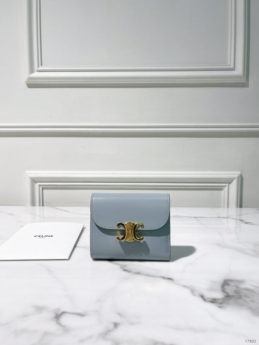 CELINE SMALL FLAP WALLET, Blue/Gold