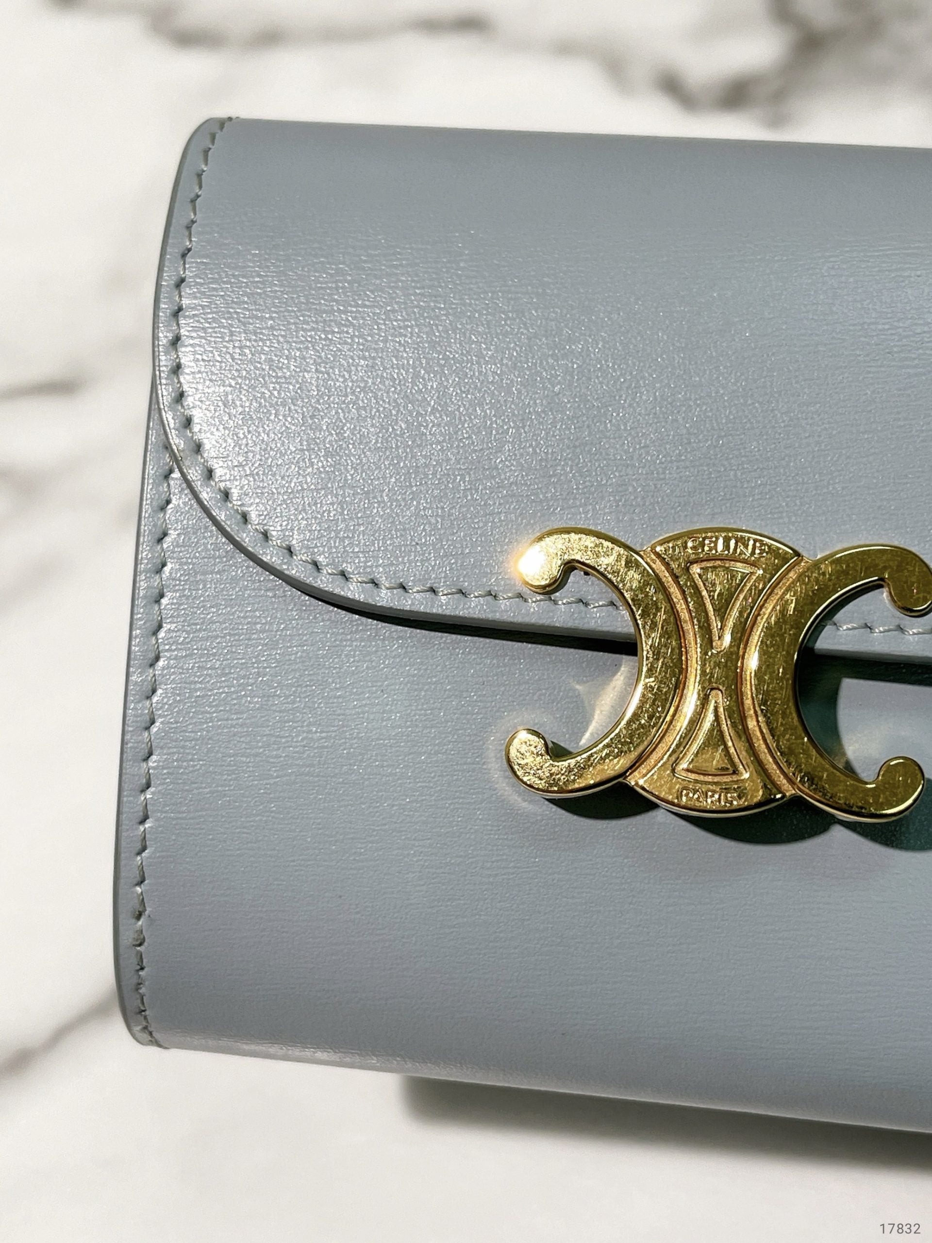 CELINE SMALL FLAP WALLET, Blue/Gold