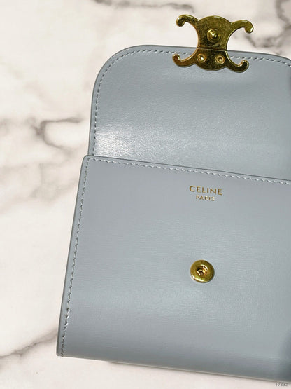 CELINE SMALL FLAP WALLET, Blue/Gold