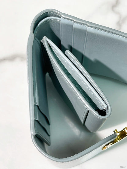 CELINE SMALL FLAP WALLET, Blue/Gold