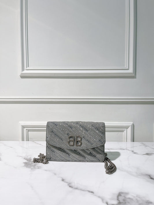 BALENCIAGA BB WOC, Sliver