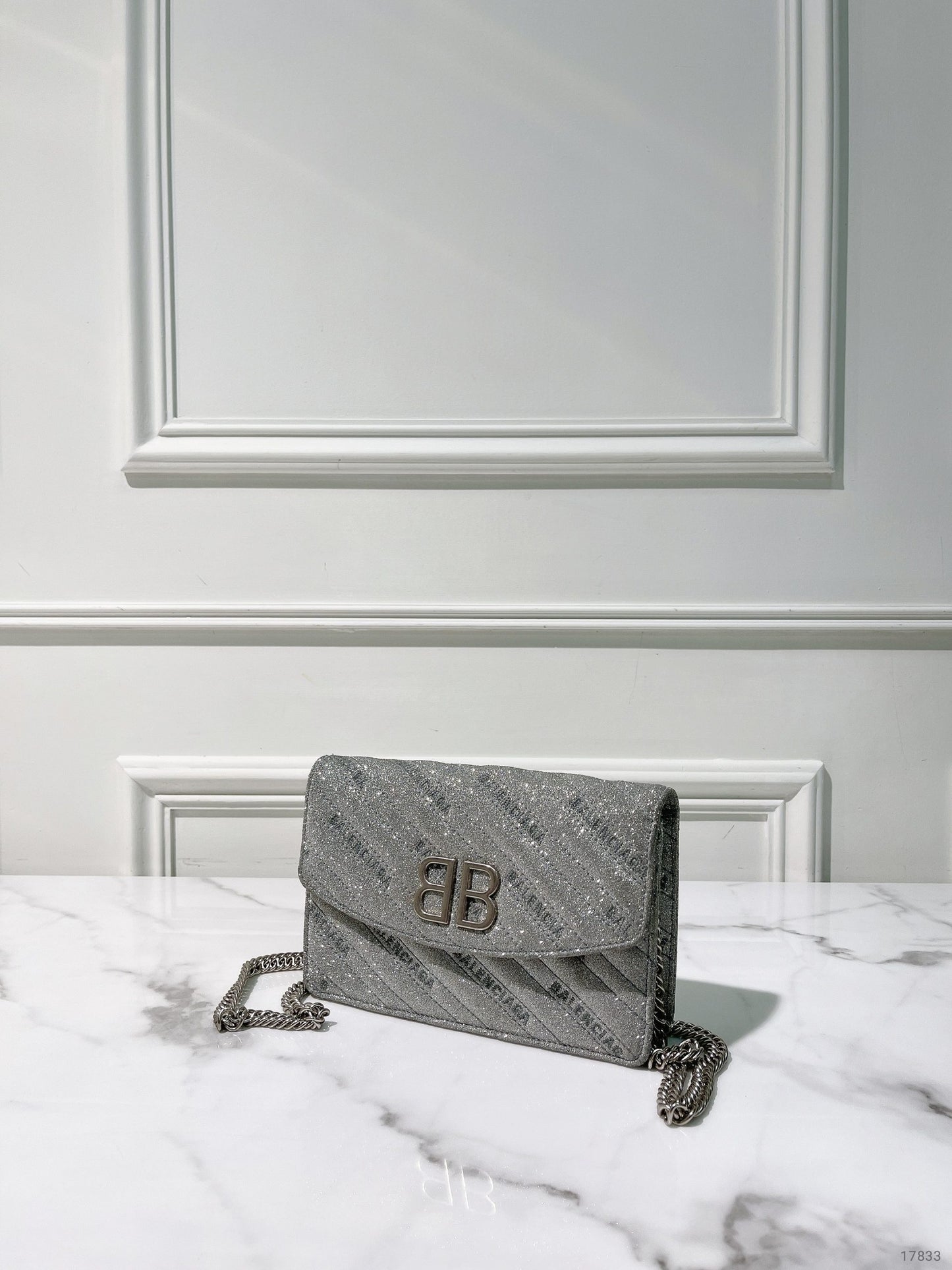 BALENCIAGA BB WOC, Sliver