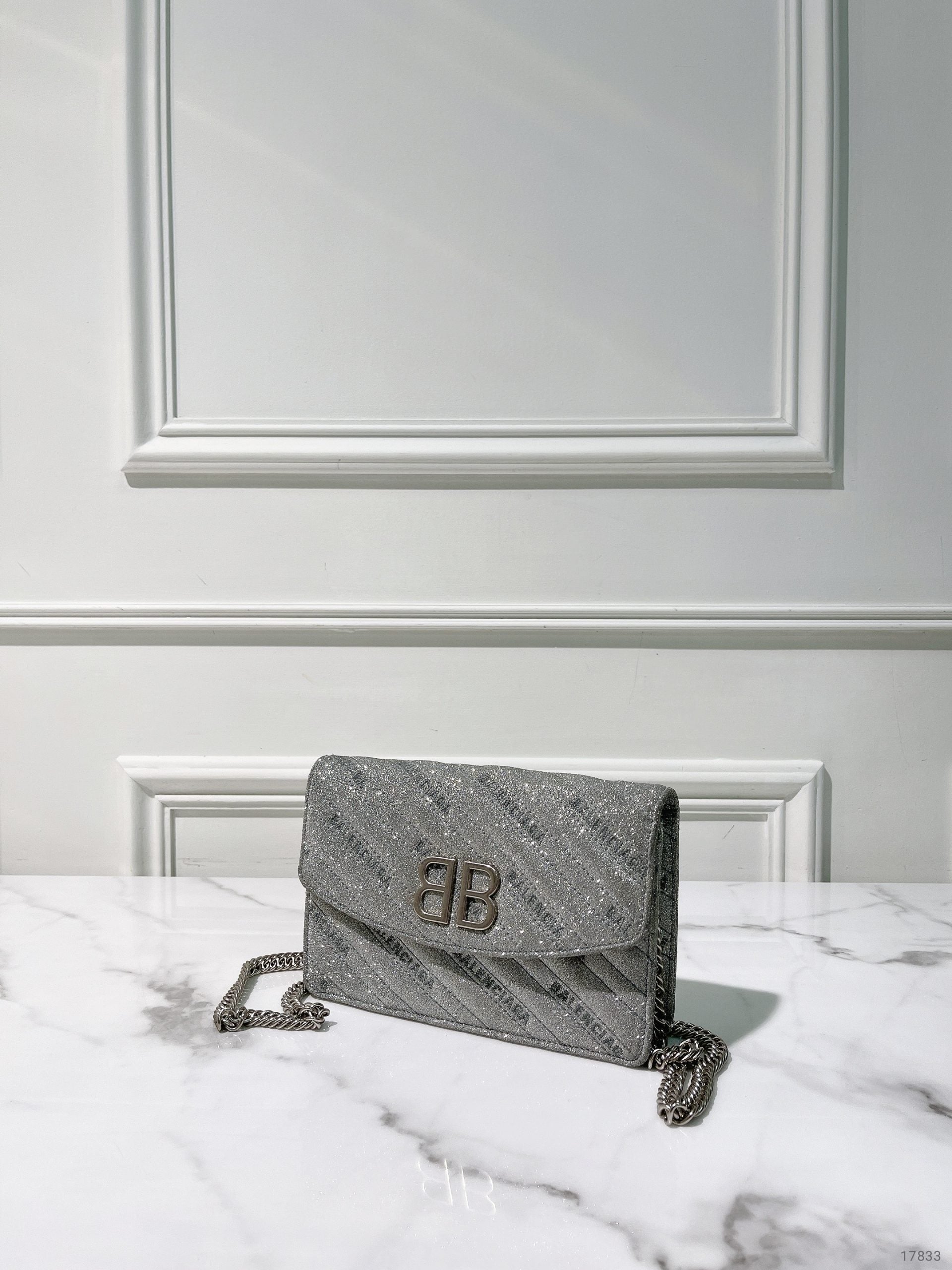 BALENCIAGA BB WOC, Sliver