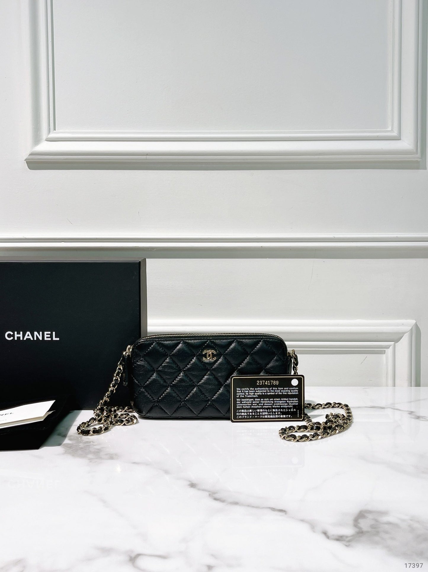 CHANEL DOUBLE ZIP BAG, Black/Gold
