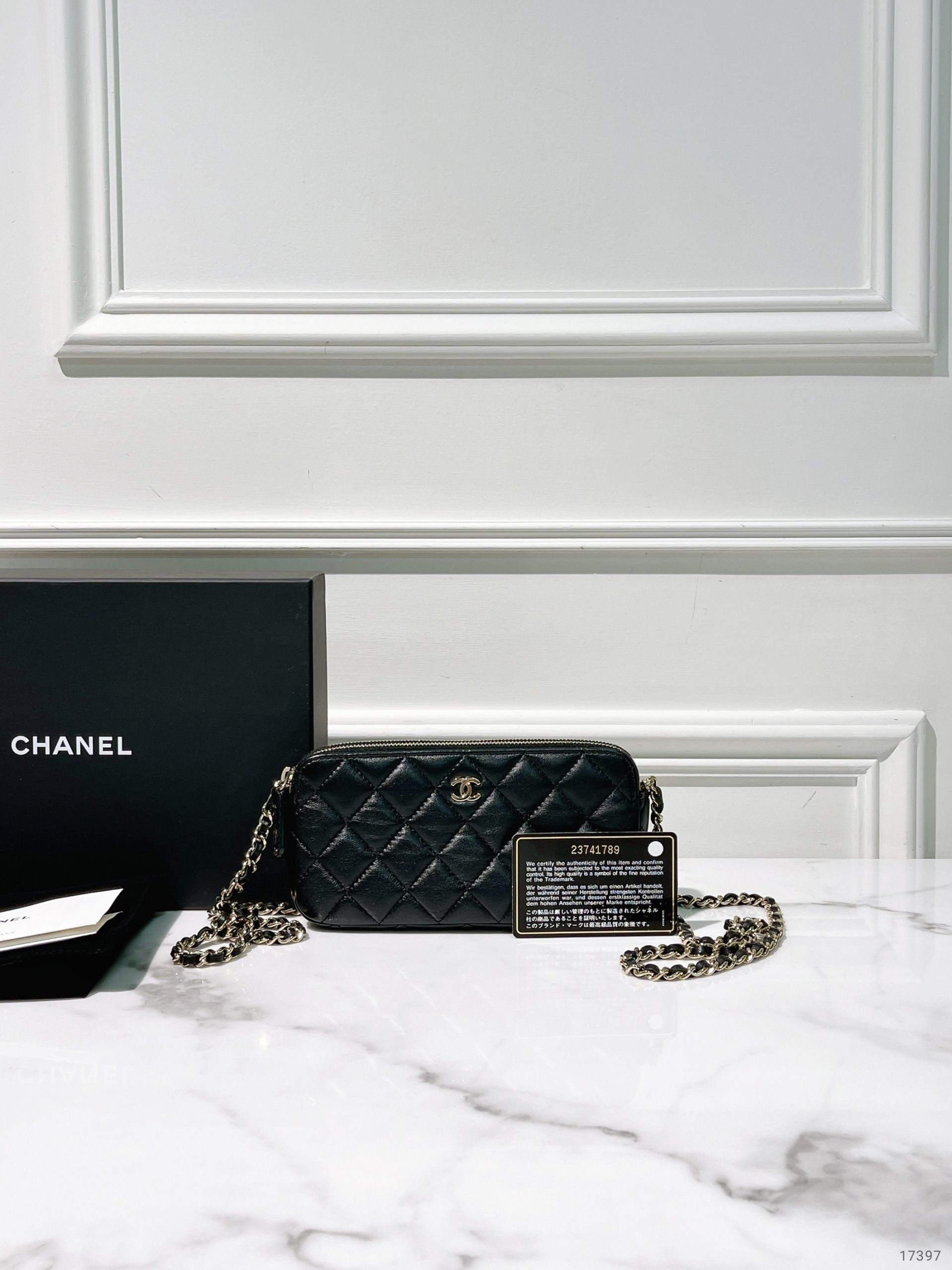 CHANEL DOUBLE ZIP BAG, Black/Gold