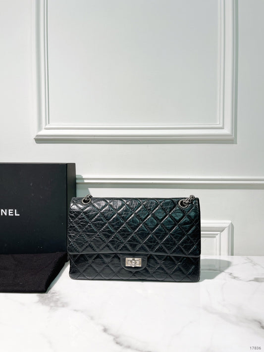 CHANEL LARGE 2.55 HANDBAG, Black/Silver