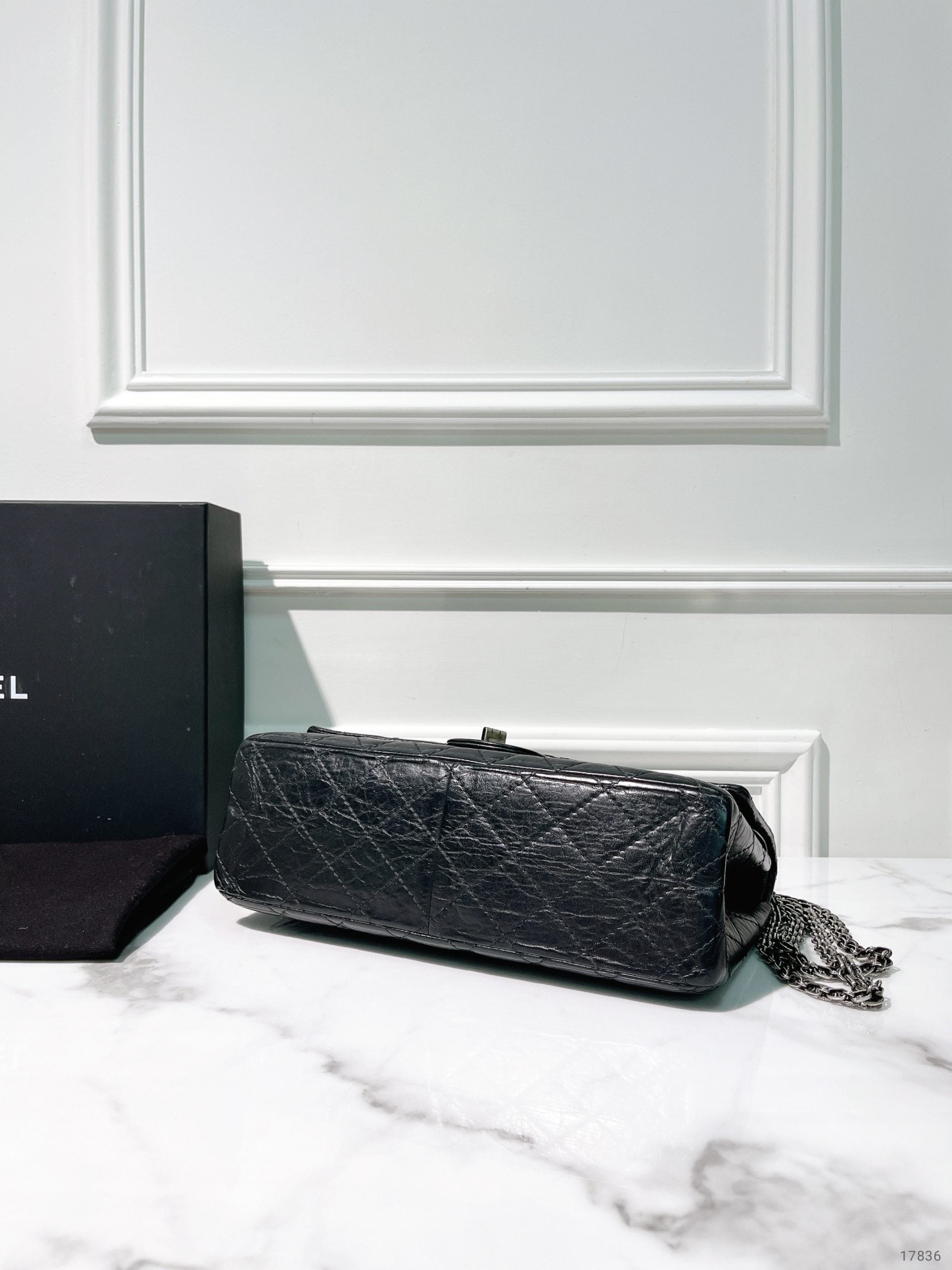 CHANEL LARGE 2.55 HANDBAG, Black/Silver