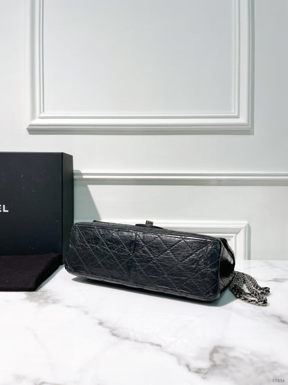 CHANEL LARGE 2.55 HANDBAG, Black/Silver