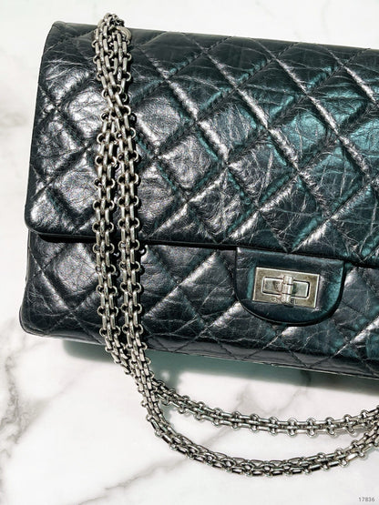 CHANEL LARGE 2.55 HANDBAG, Black/Silver