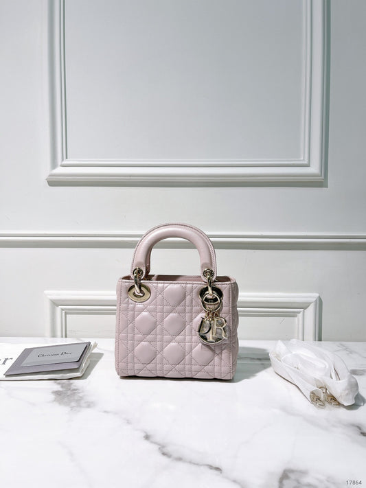 DIOR MINI LADY DIOR BAG, Pink/Gold