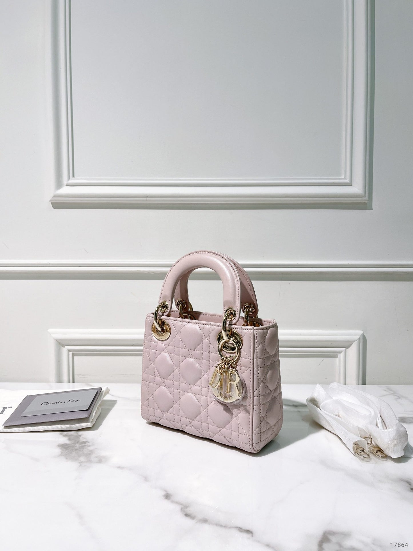 DIOR MINI LADY DIOR BAG, Pink/Gold