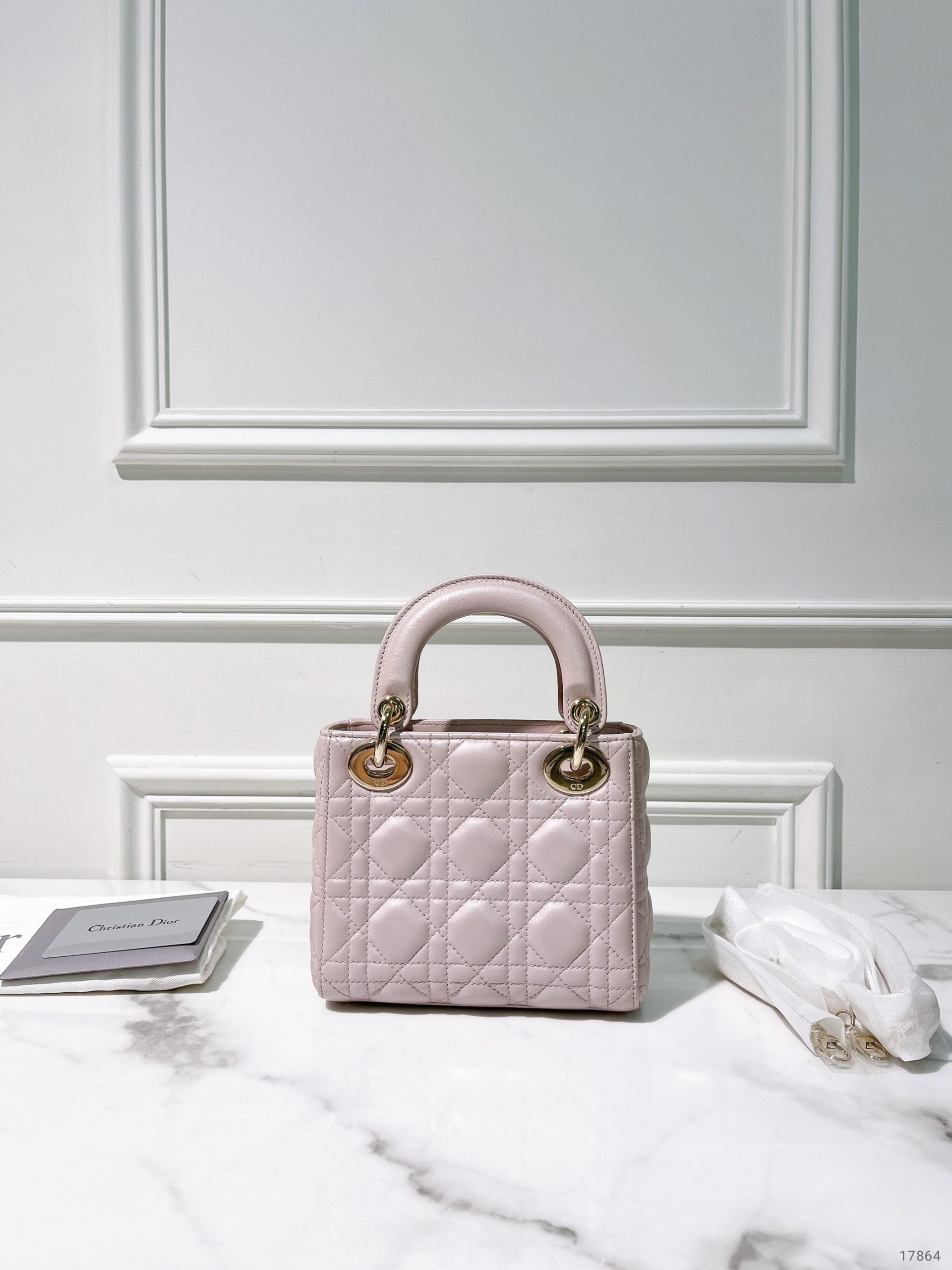 DIOR MINI LADY DIOR BAG, Pink/Gold