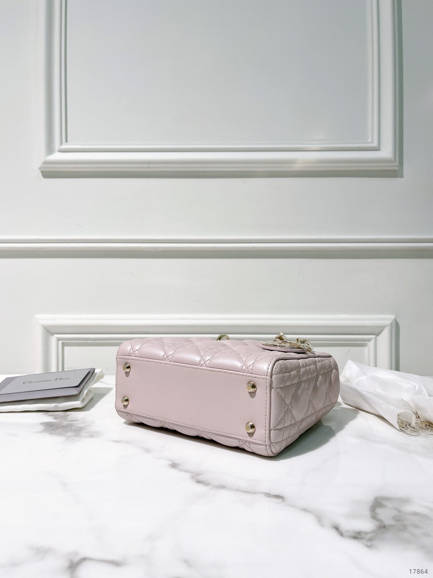 DIOR MINI LADY DIOR BAG, Pink/Gold