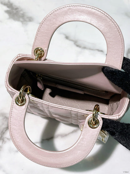 DIOR MINI LADY DIOR BAG, Pink/Gold