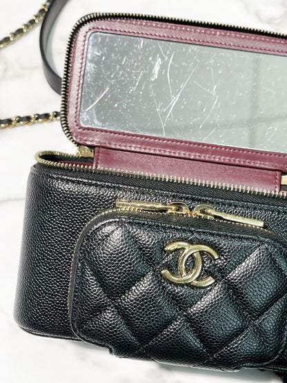 CHANEL 23P VANITY CASE WITH HANDLE, Black/Gold