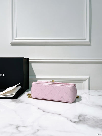 CHANEL 25P MINI FLAP, Pink/Gold