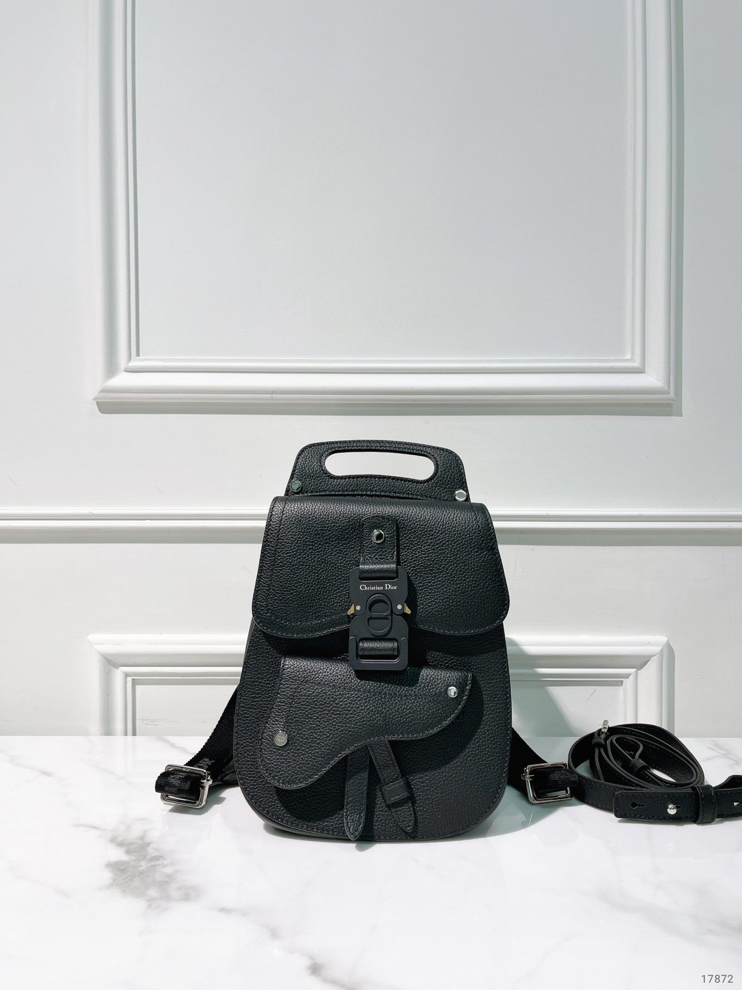 DIOR SADDLE BACKPACK, Black/Silver
