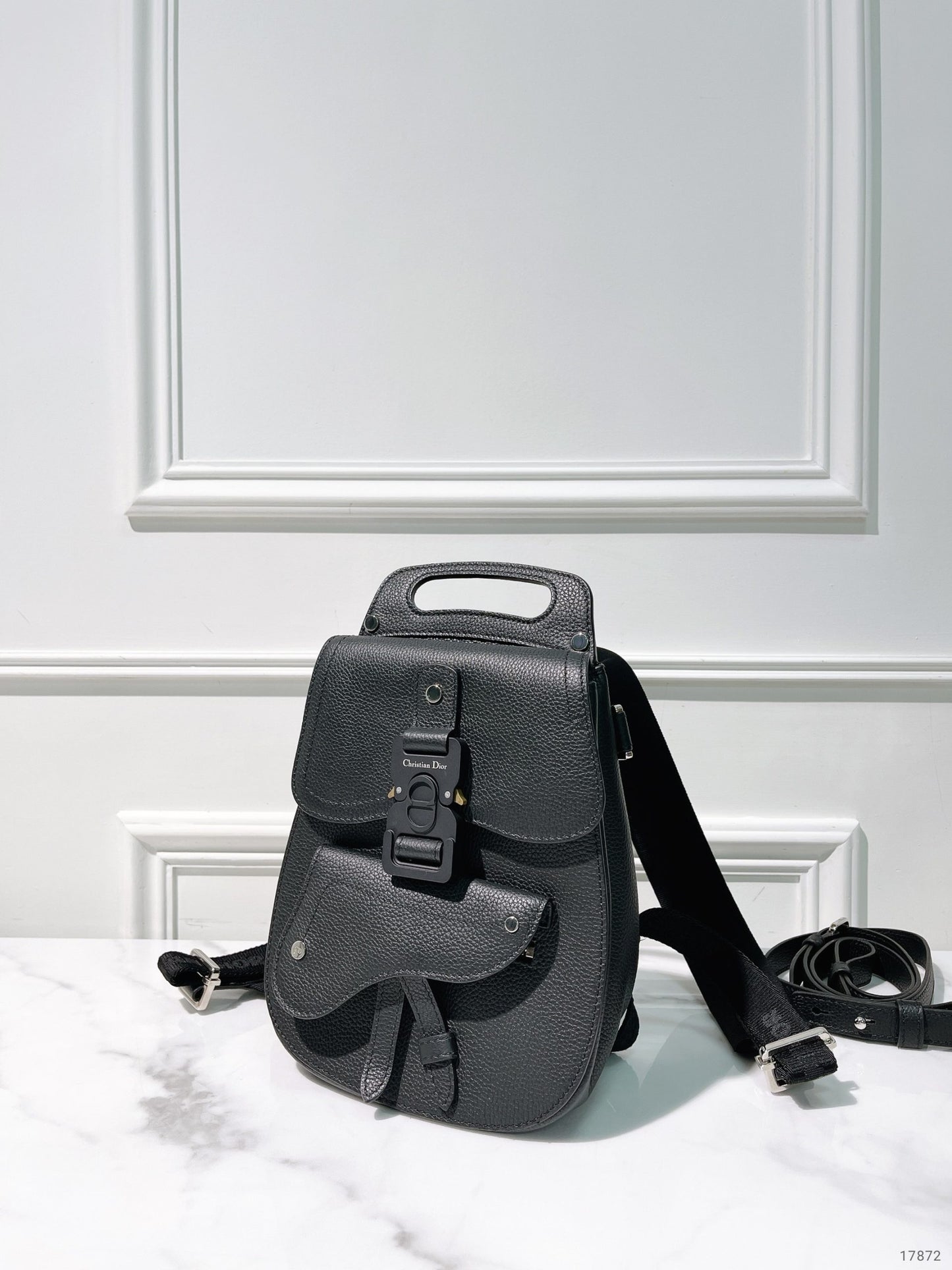 DIOR SADDLE BACKPACK, Black/Silver