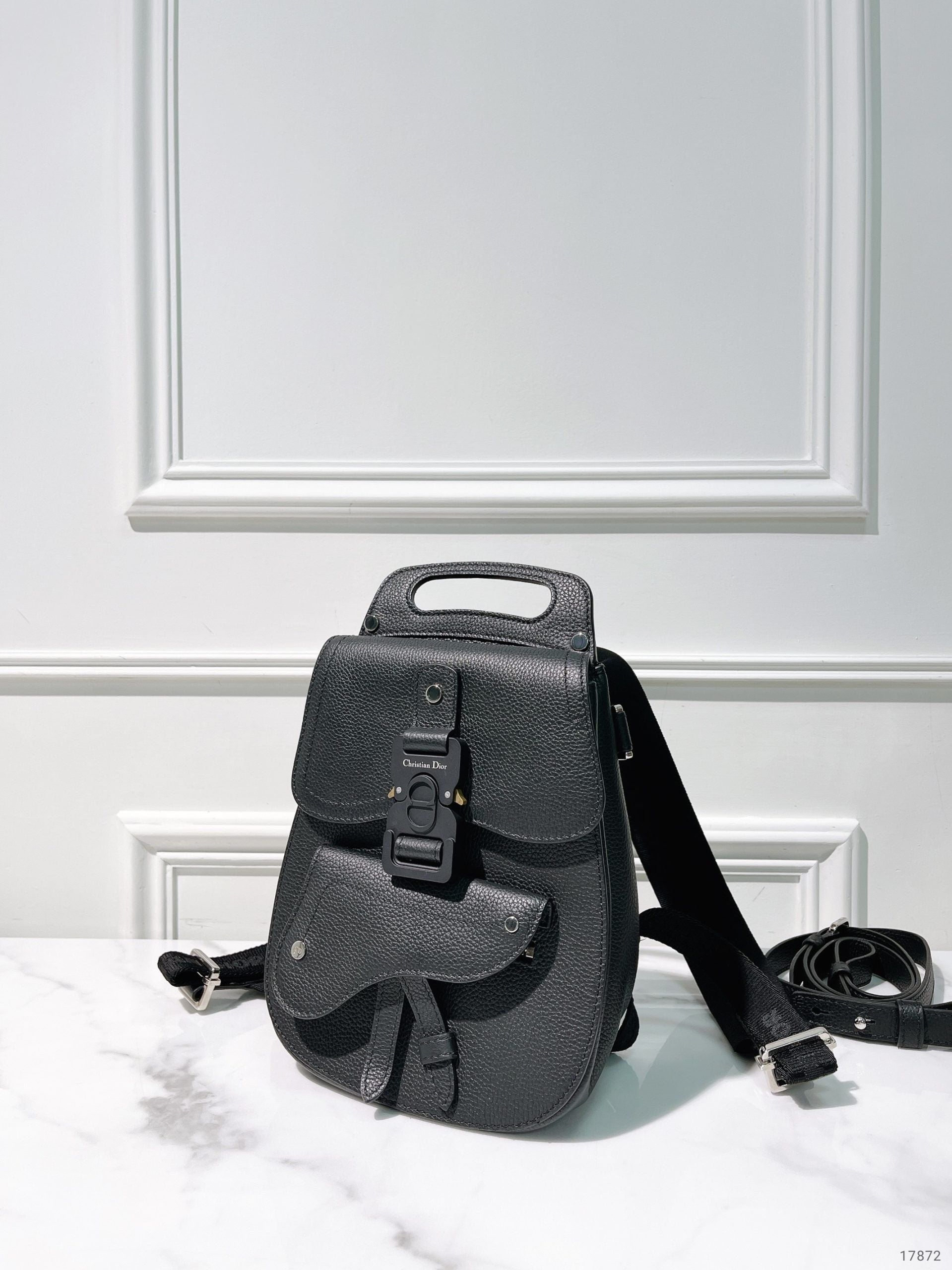 DIOR SADDLE BACKPACK, Black/Silver