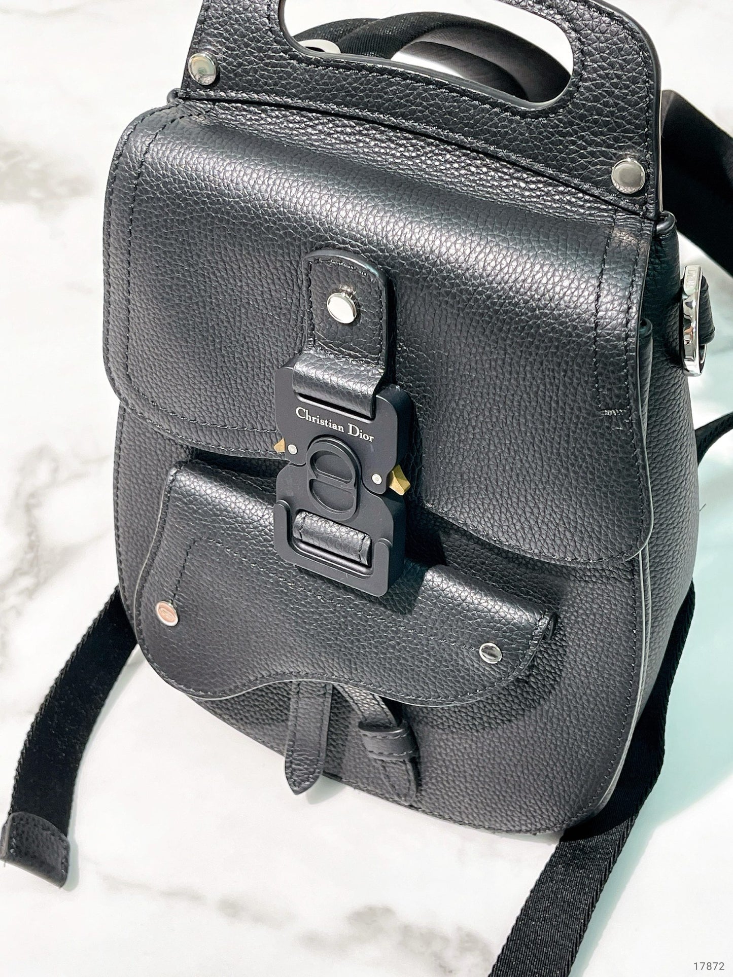DIOR SADDLE BACKPACK, Black/Silver