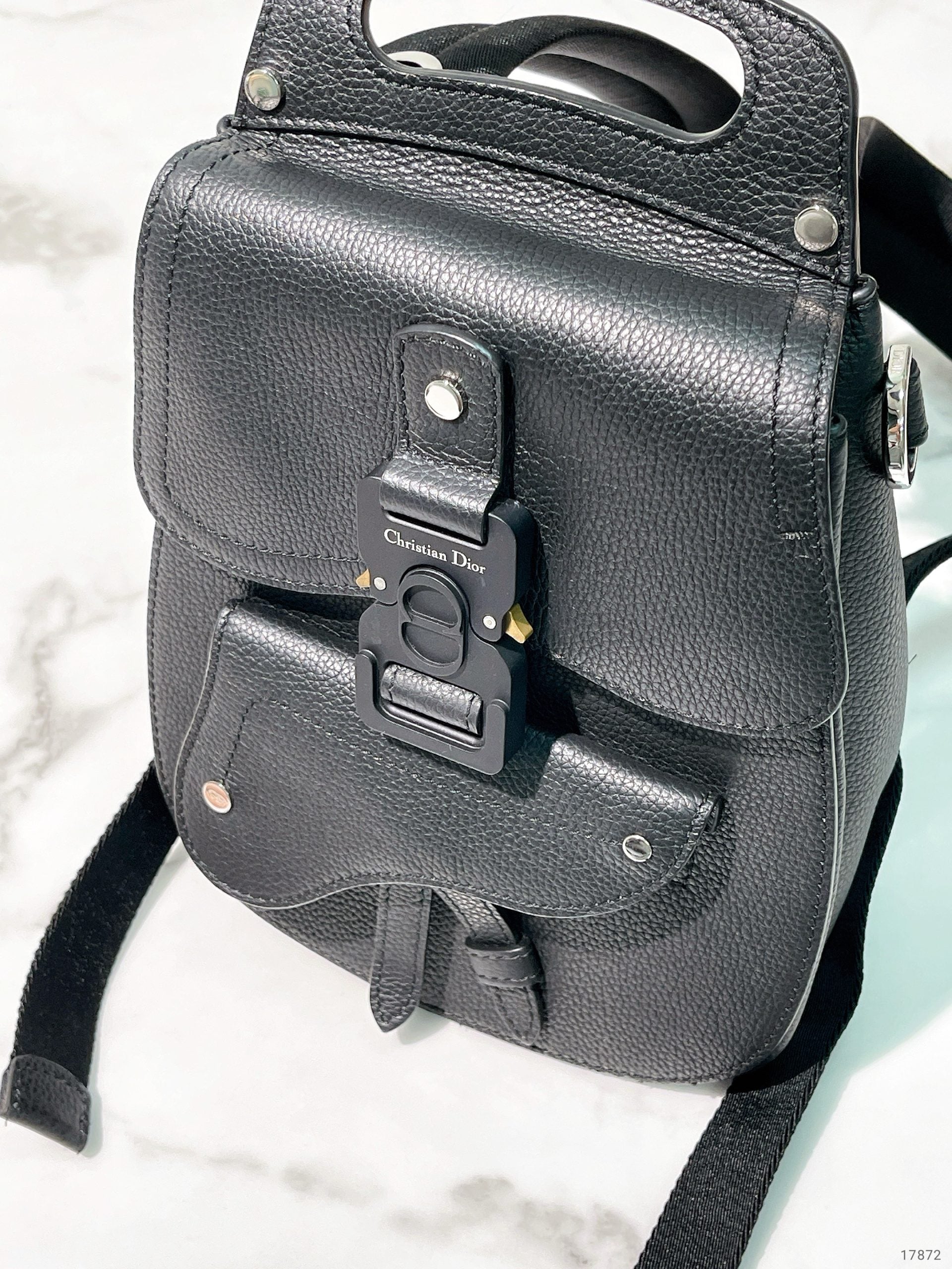 DIOR SADDLE BACKPACK, Black/Silver