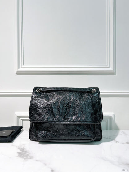 YSL LARGE NIKI, Black/Silver