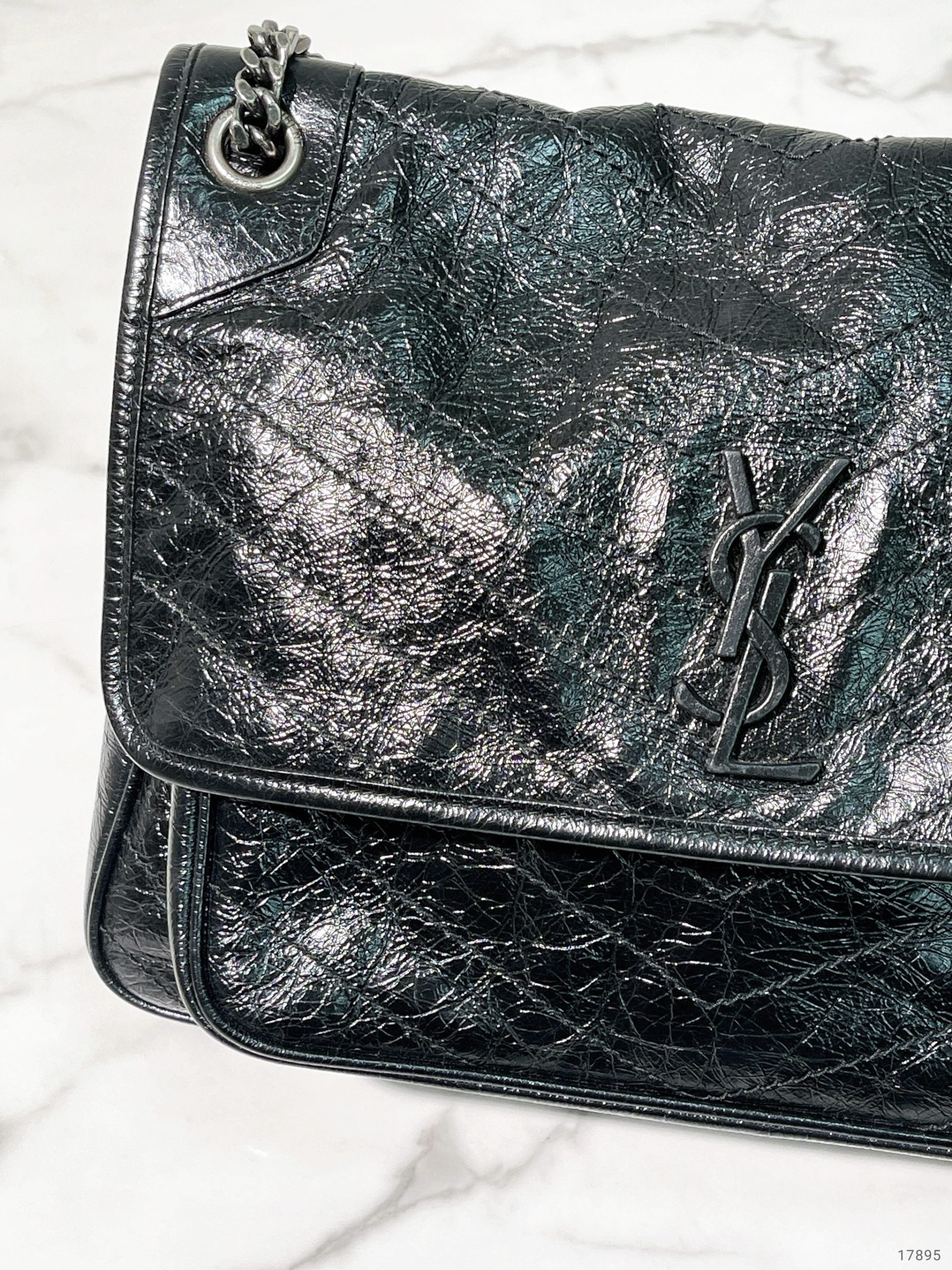 YSL LARGE NIKI, Black/Silver