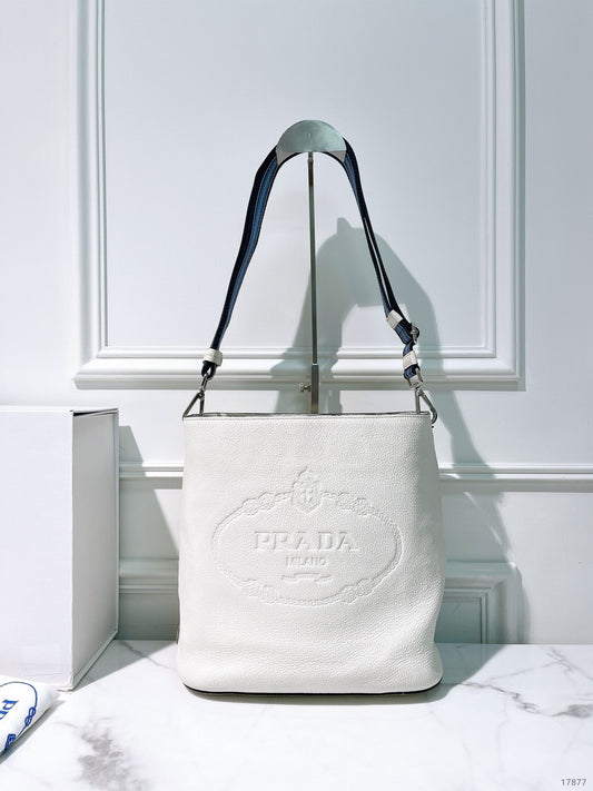 PRADA BUCKET BAG, White/Silver