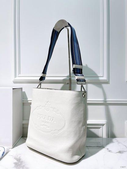 PRADA BUCKET BAG, White/Silver