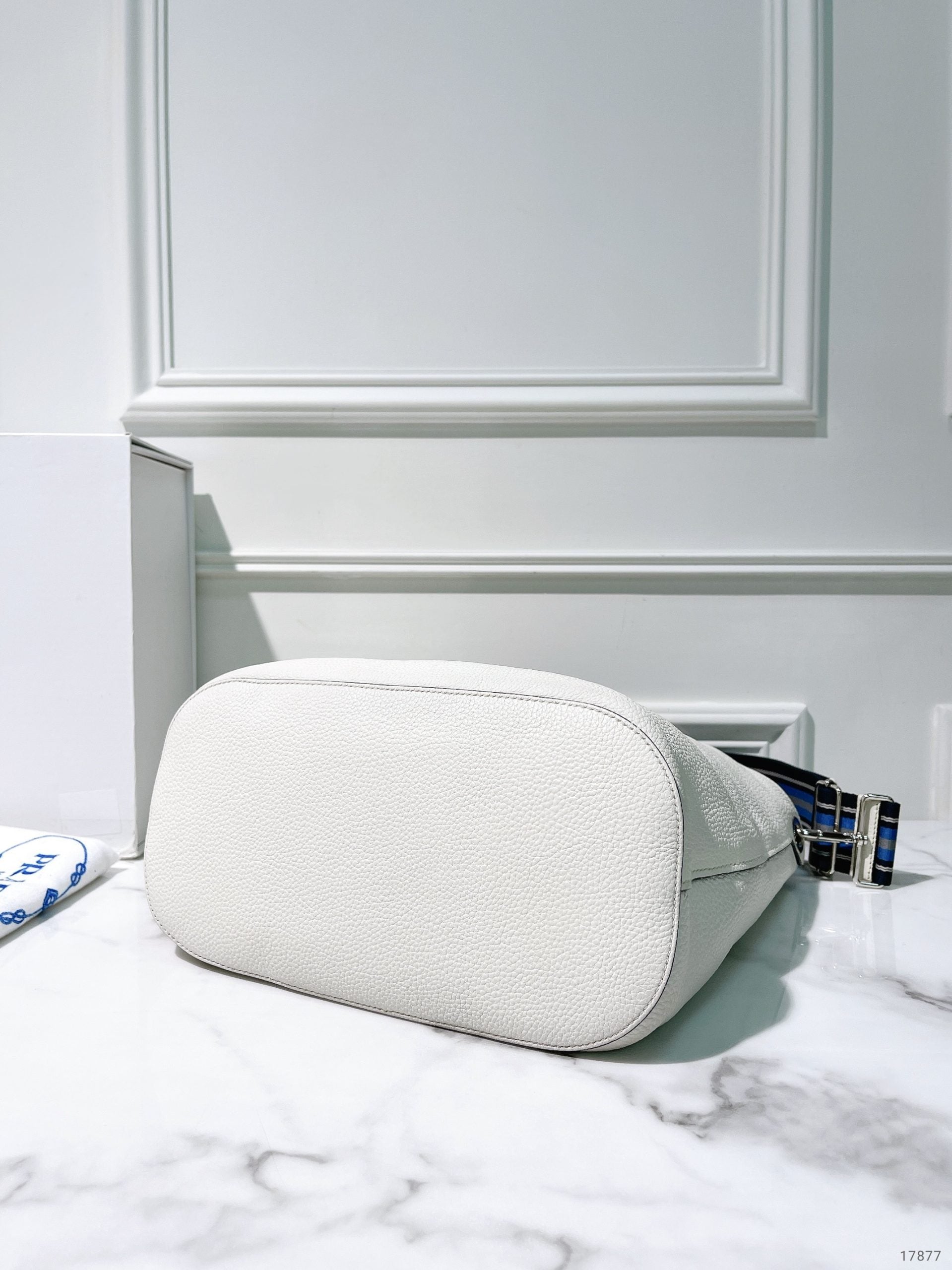 PRADA BUCKET BAG, White/Silver