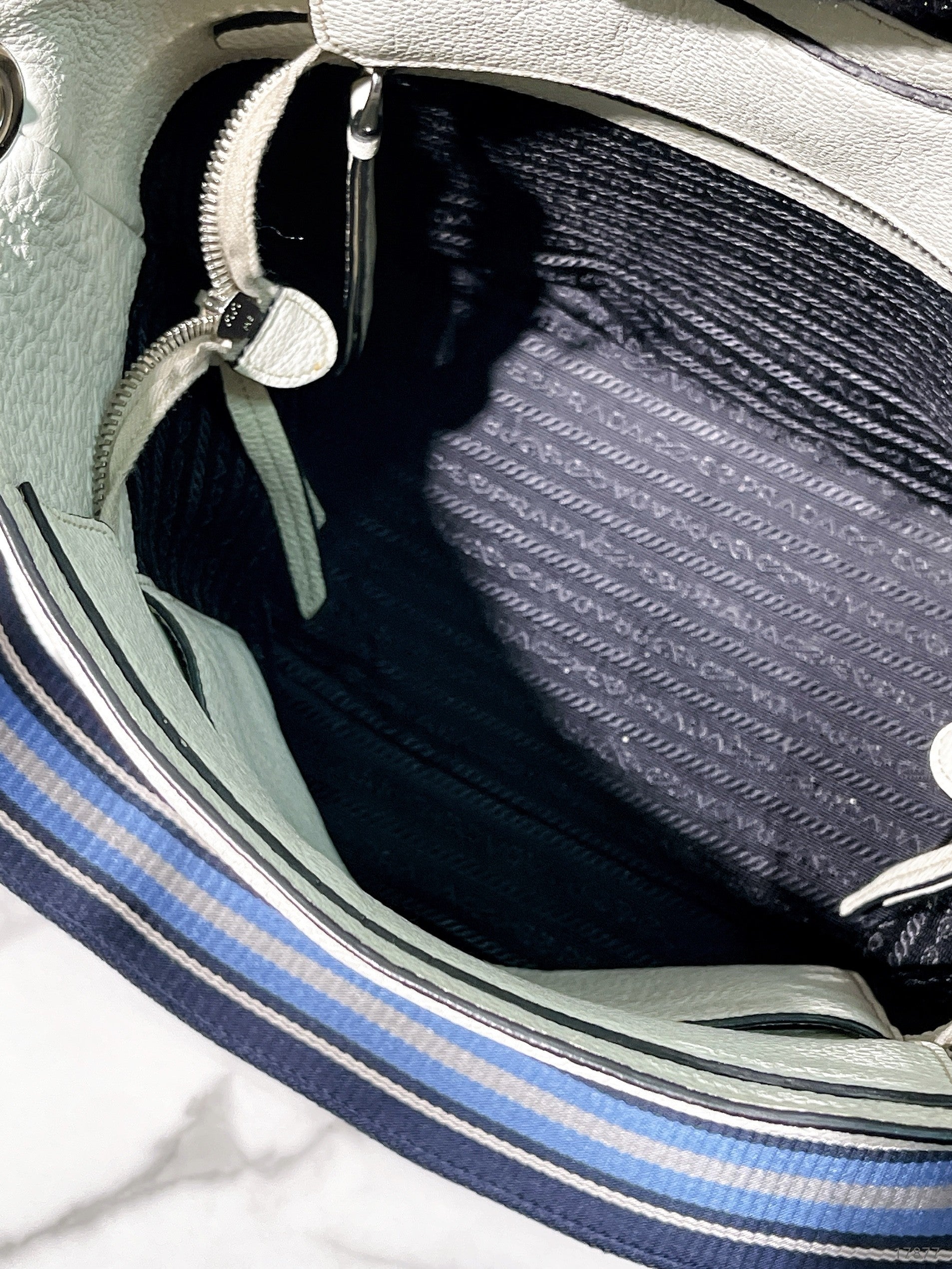 PRADA BUCKET BAG, White/Silver