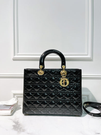 DIOR LARGE LADY DIOR BAG, Black/Gold