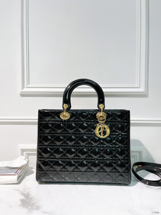 DIOR LARGE LADY DIOR BAG, Black/Gold