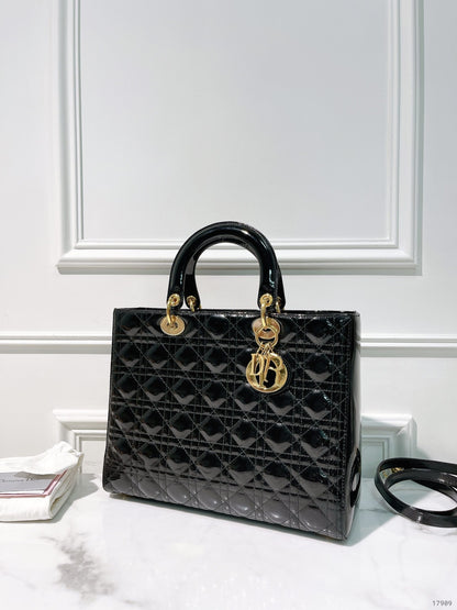 DIOR LARGE LADY DIOR BAG, Black/Gold