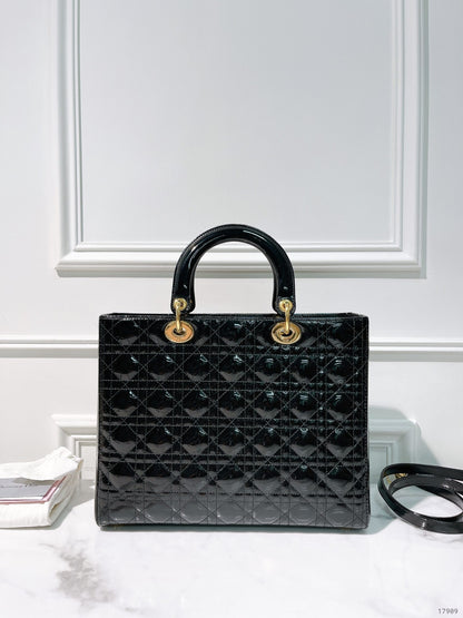 DIOR LARGE LADY DIOR BAG, Black/Gold