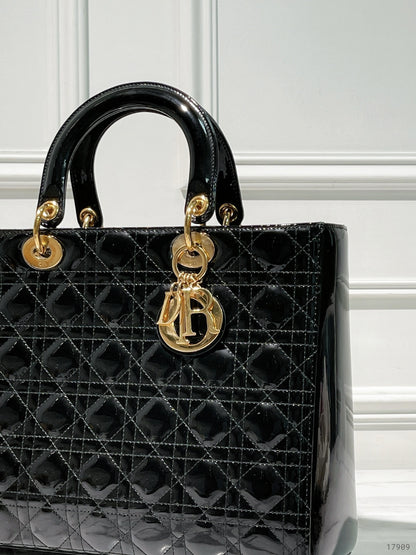 DIOR LARGE LADY DIOR BAG, Black/Gold
