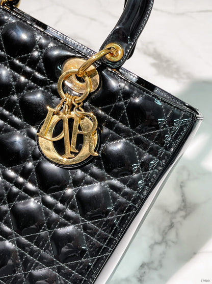 DIOR LARGE LADY DIOR BAG, Black/Gold