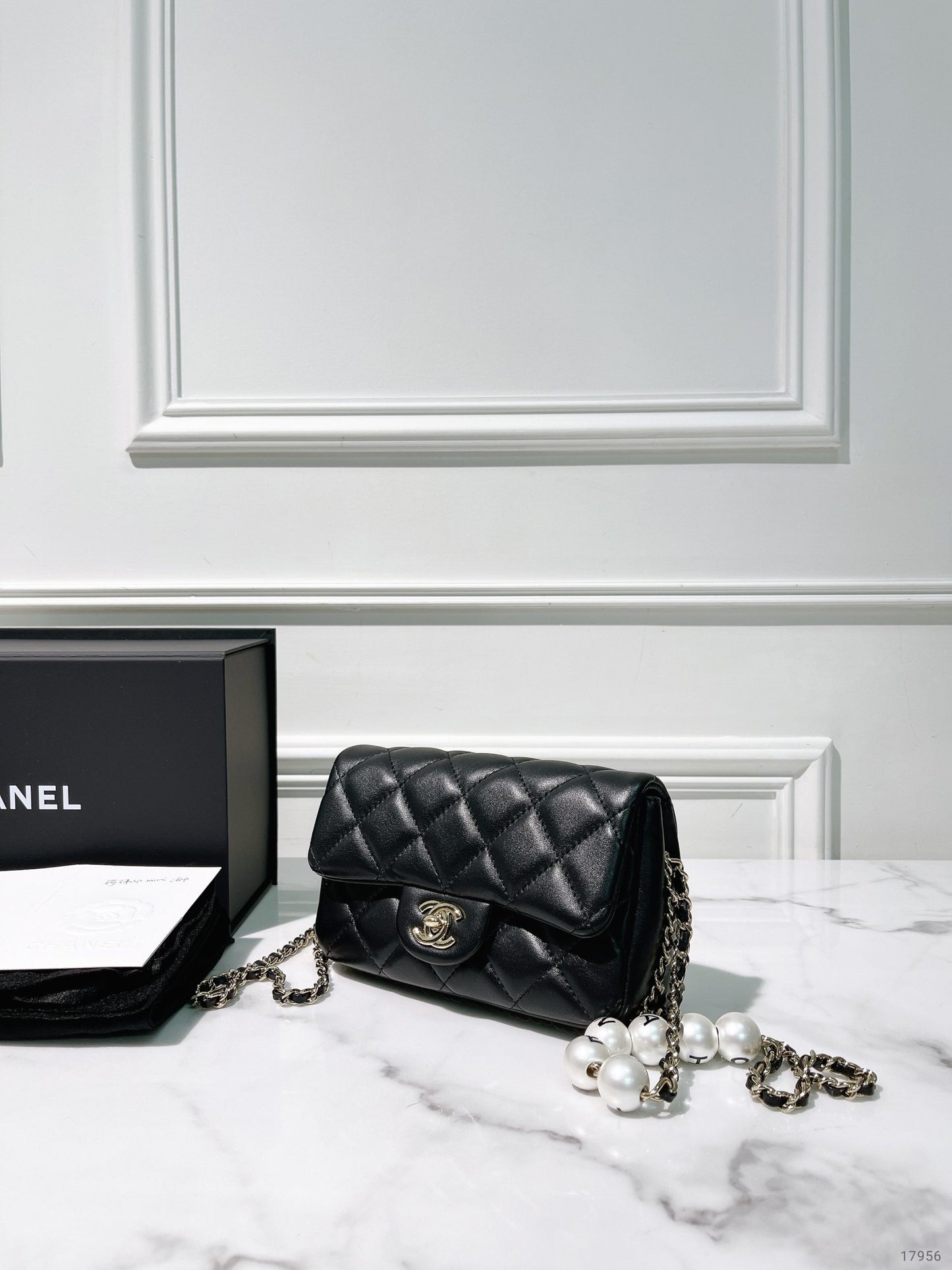 CHANEL 20SS MINI FLAP, Black/Gold