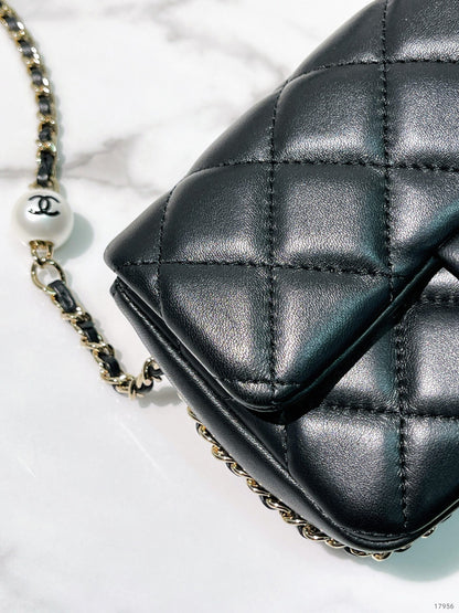 CHANEL 20SS MINI FLAP, Black/Gold