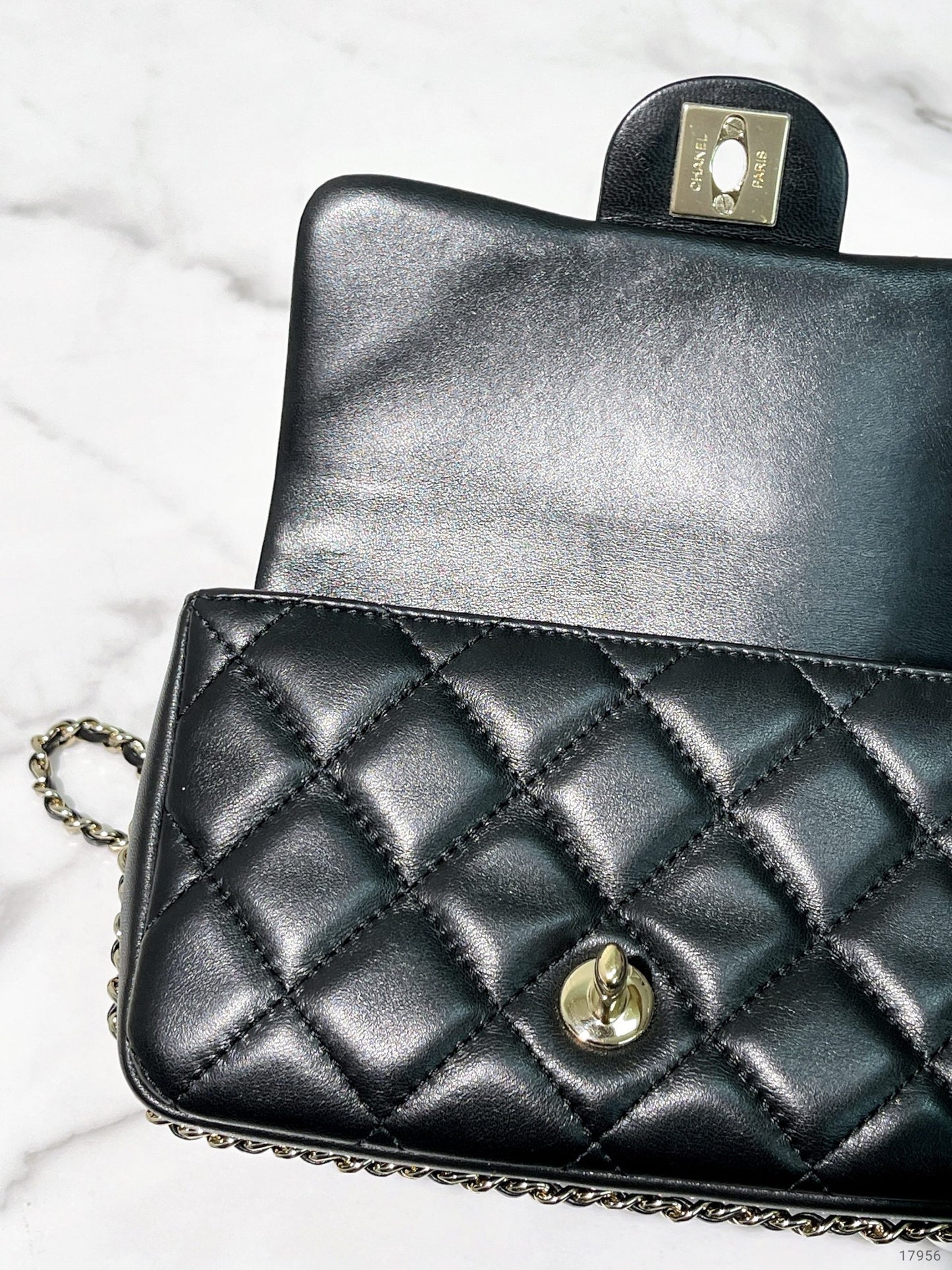 CHANEL 20SS MINI FLAP, Black/Gold