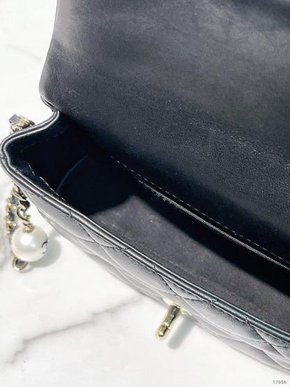 CHANEL 20SS MINI FLAP, Black/Gold