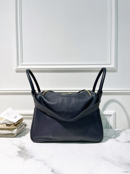 HERMES LINDY 30, Bleu Indigo/Gold