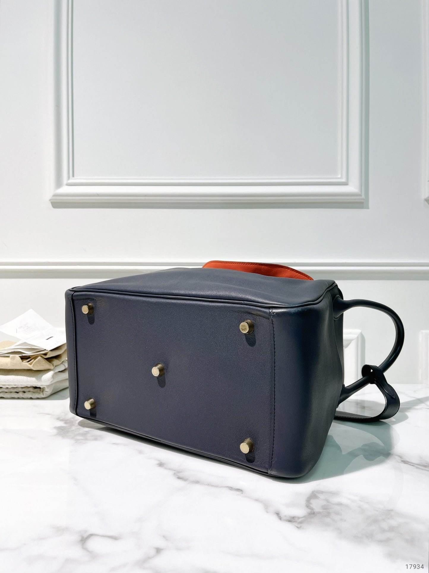 HERMES LINDY 30, Bleu Indigo/Gold