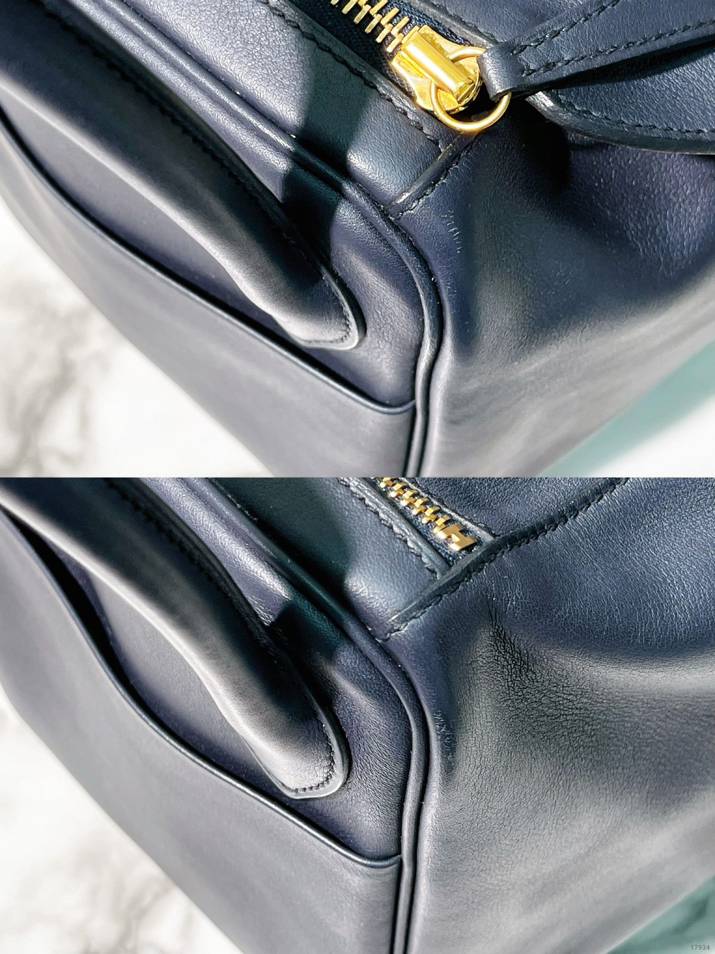 HERMES LINDY 30, Bleu Indigo/Gold