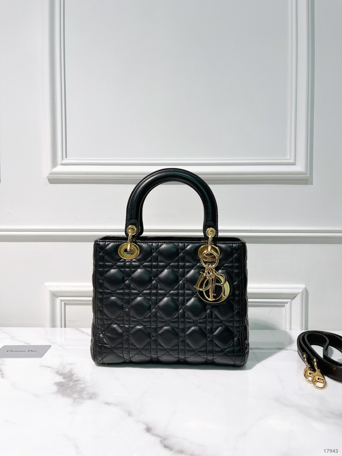 DIOR MEIDUM LADY DIOR BAG, Black/Gold