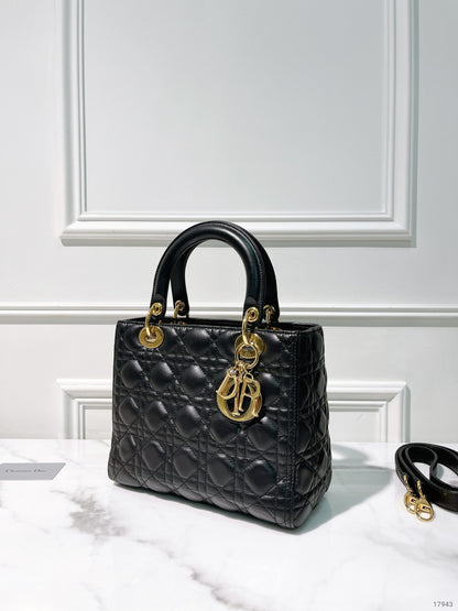 DIOR MEIDUM LADY DIOR BAG, Black/Gold
