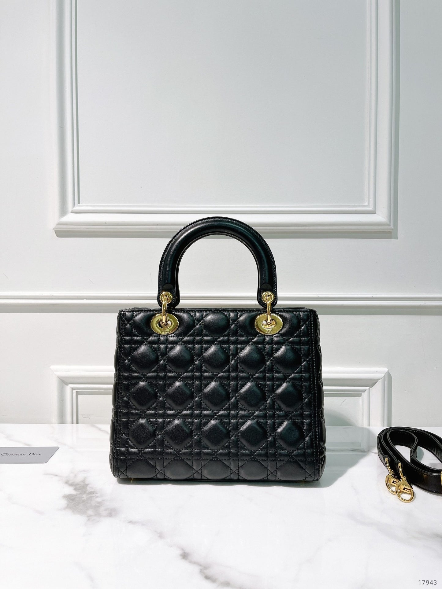 DIOR MEIDUM LADY DIOR BAG, Black/Gold