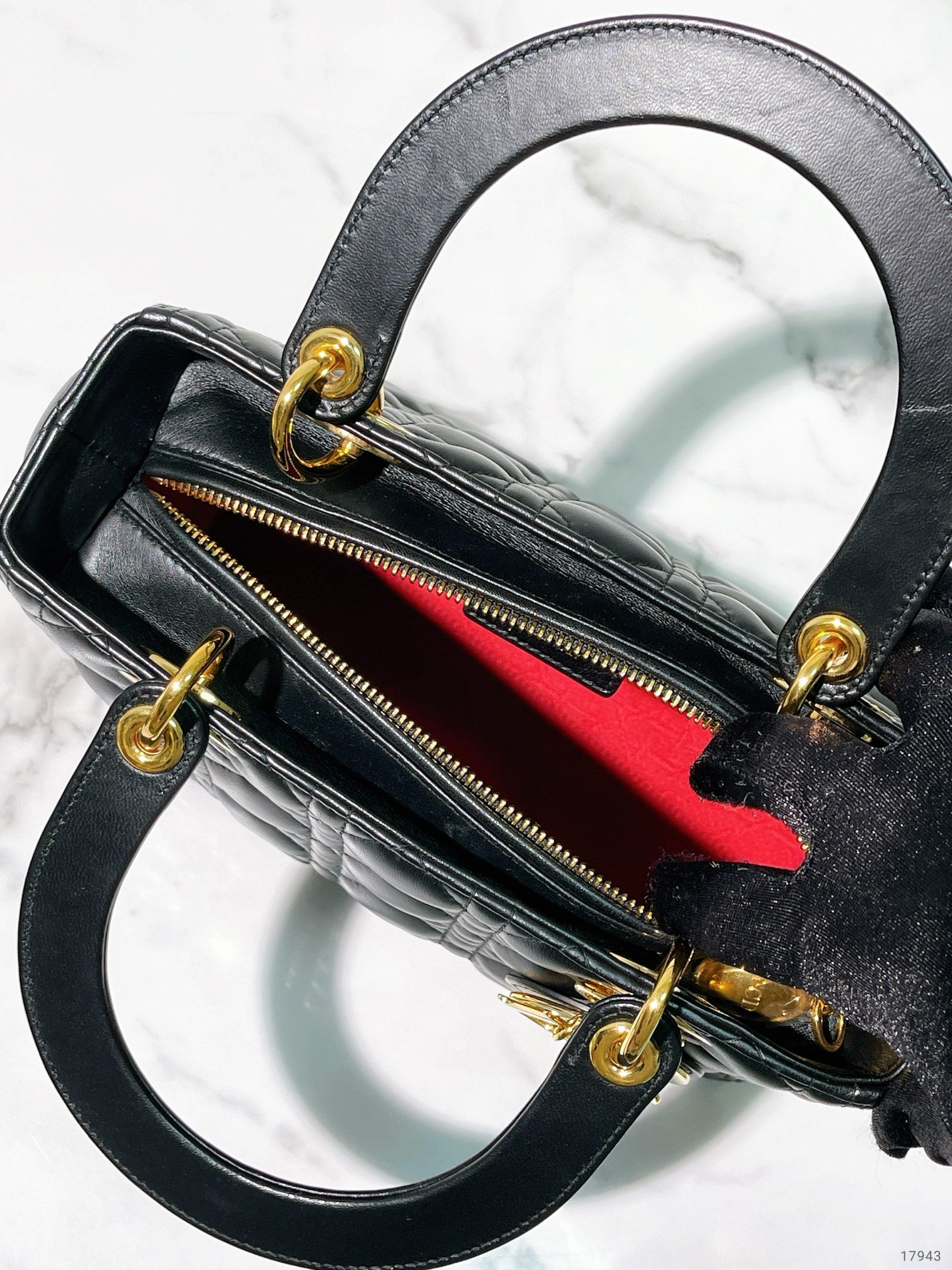 DIOR MEIDUM LADY DIOR BAG, Black/Gold