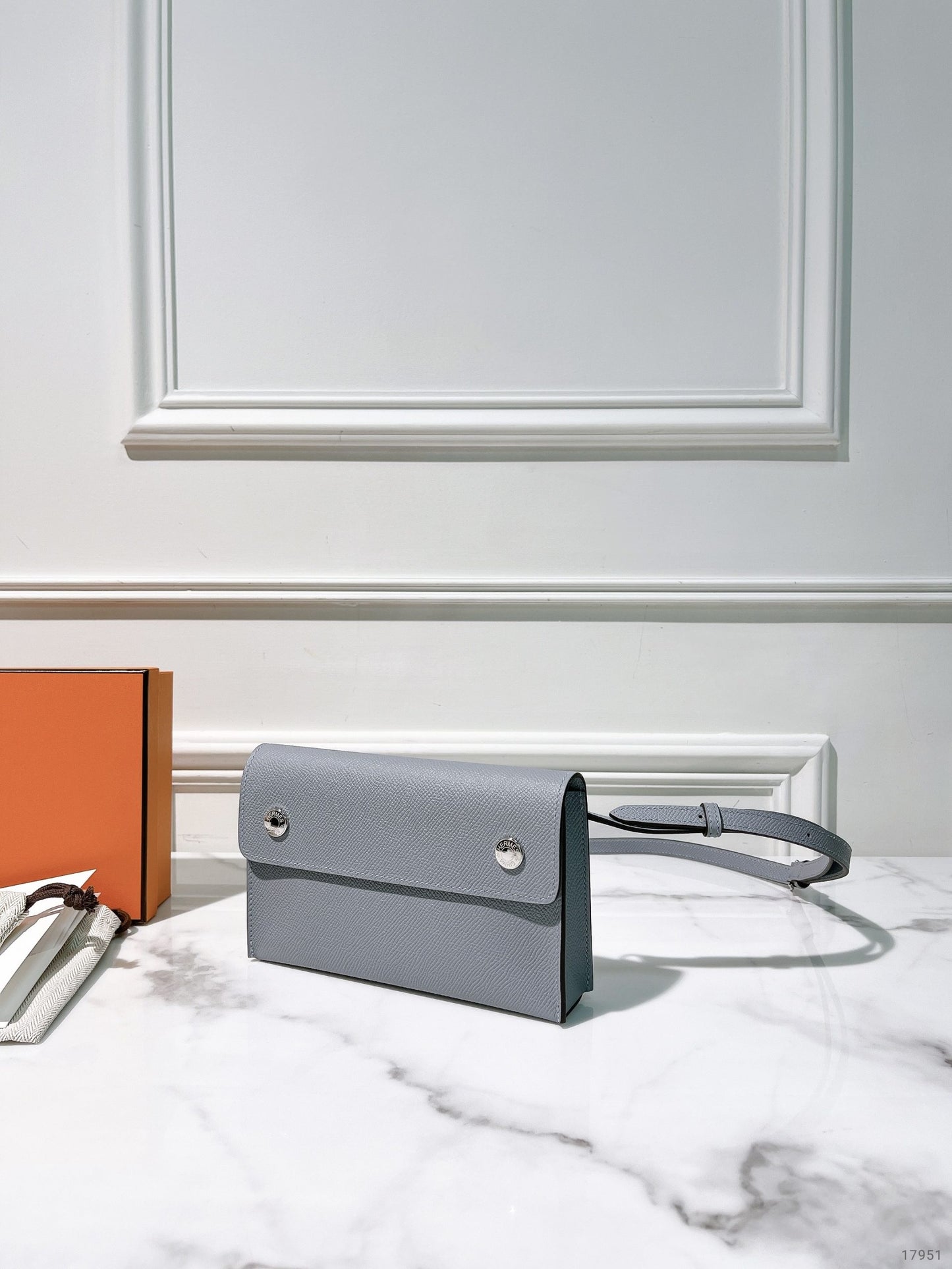 HERMES SNAP WALLET, Gris Pantin/Silver